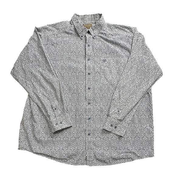 Ariat Shirt Mens 2XL Blue White Oliver Classic Long Sleeve Button Down Paisley - Picture 1 of 13